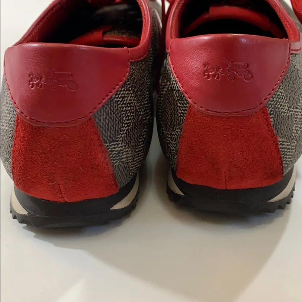 Coach Red and Brown Women's Sneakers - Picture 4 of 5